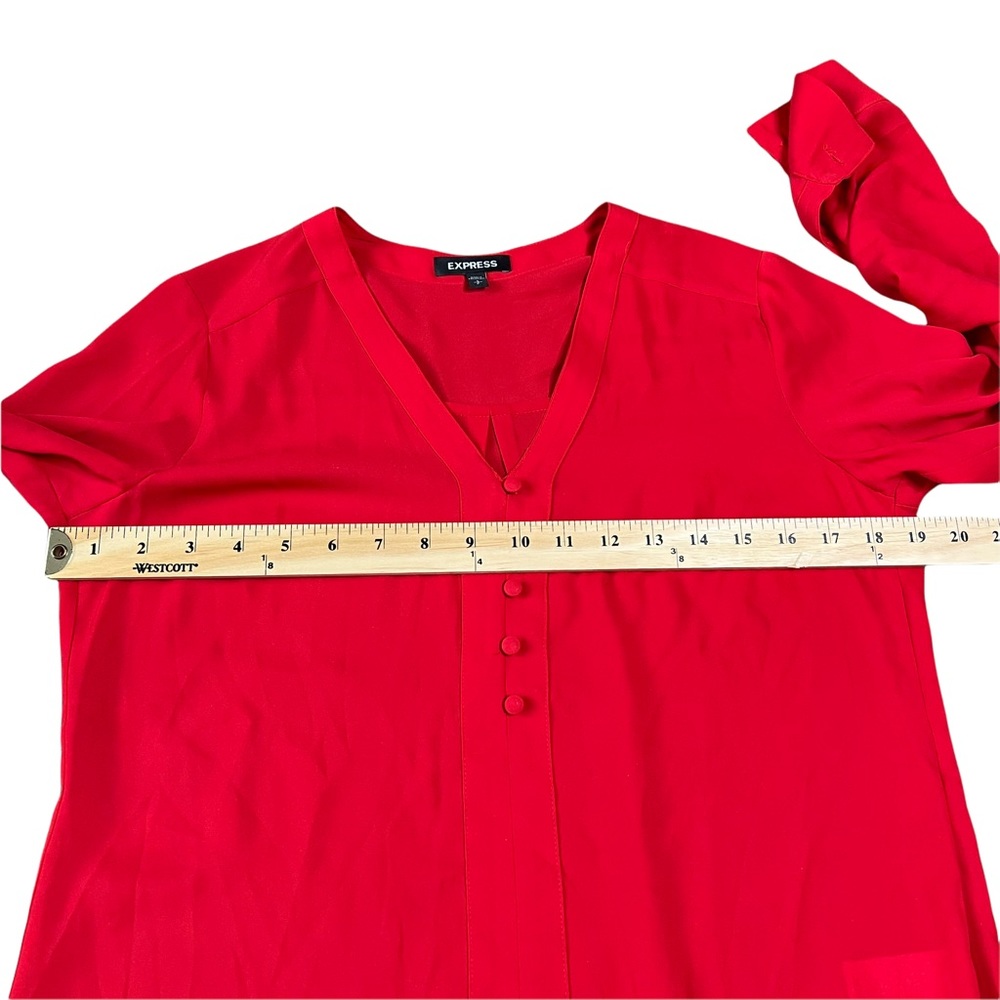 Express Split Neck Roll Sleeve Blouse - image 5